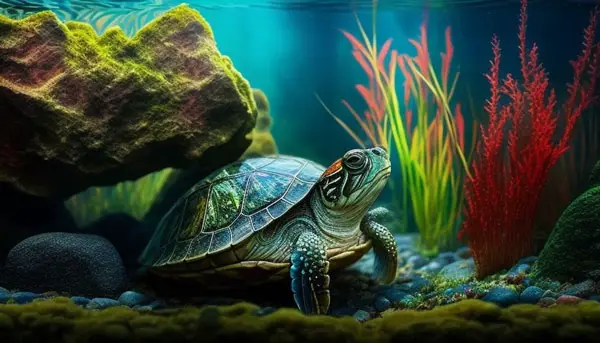 Turtle with outlet betta fish