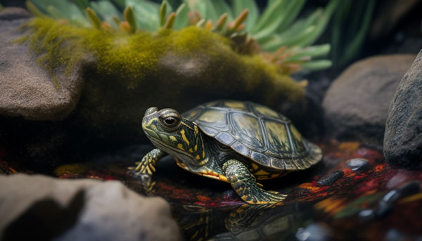 A heating pad used to maintain the temperature of a turtle's habitat