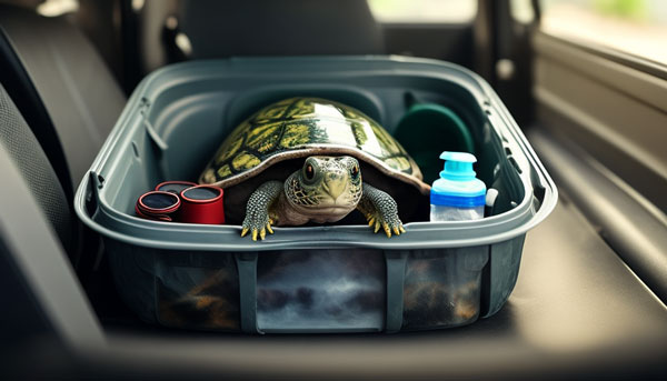 A carrier designed for safe transportation of pet turtles