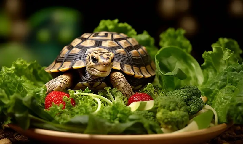 Baby Leopard Tortoise Feeding