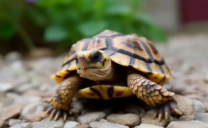 Baby Russian Tortoise Basking