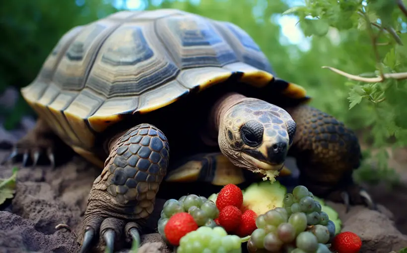 Desert Tortoise Eating Fruits