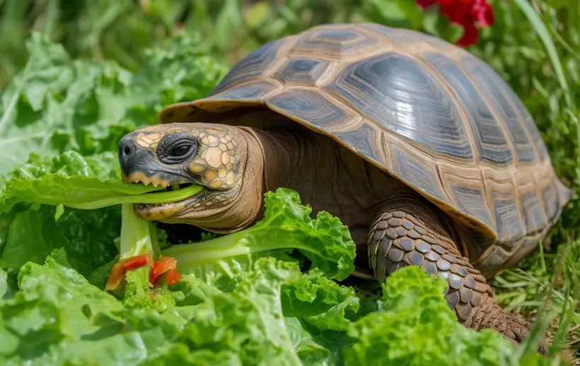 Desert Tortoise Eating Leafy Greens