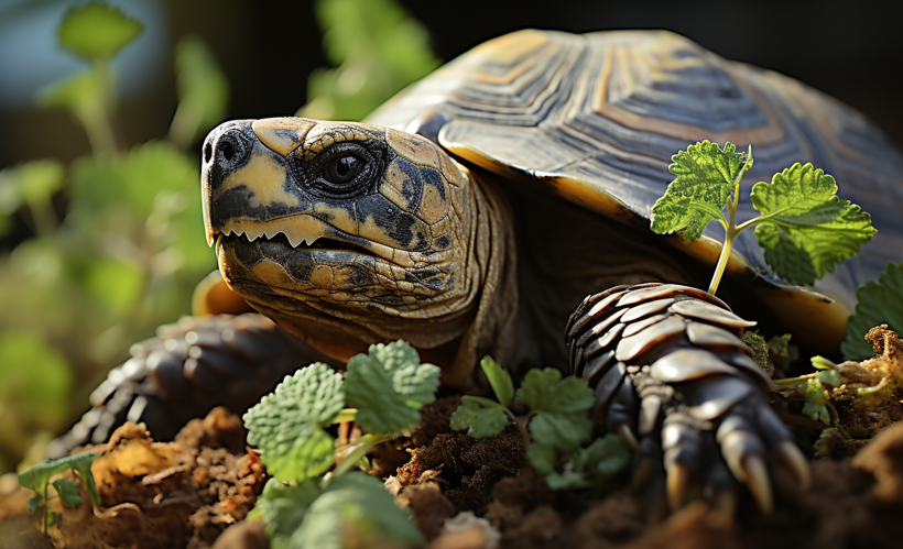tortoise eating Leaves